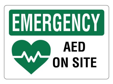 Acil durum AED 'i olay yerindeki sağlık işaretinde