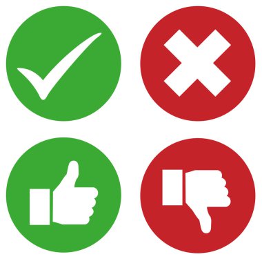 evet-hayır-yukarı-aşağı vektör simgeleri