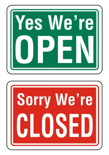 Open Closed Business Door Sign Close Open Sign — Stock Vector