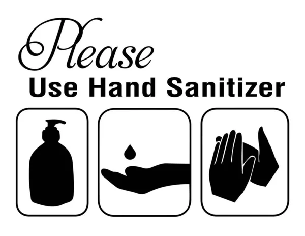 Por Favor Utilice Desinfectante Manos Señal Advertencia Higiene Personal — Vector de stock