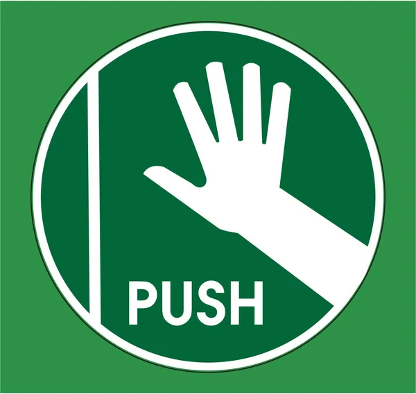 Push Porte Signe Autocollant Étiquette Avis Vecteur Vert — Image vectorielle