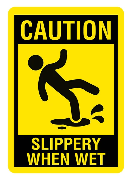 Slippery Cuando Señal Advertencia Húmeda — Vector de stock