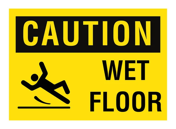 Mokra Podłoga Ostrzeżenie Ostrzeżenie Śliski Znak Podłogi — Wektor stockowy