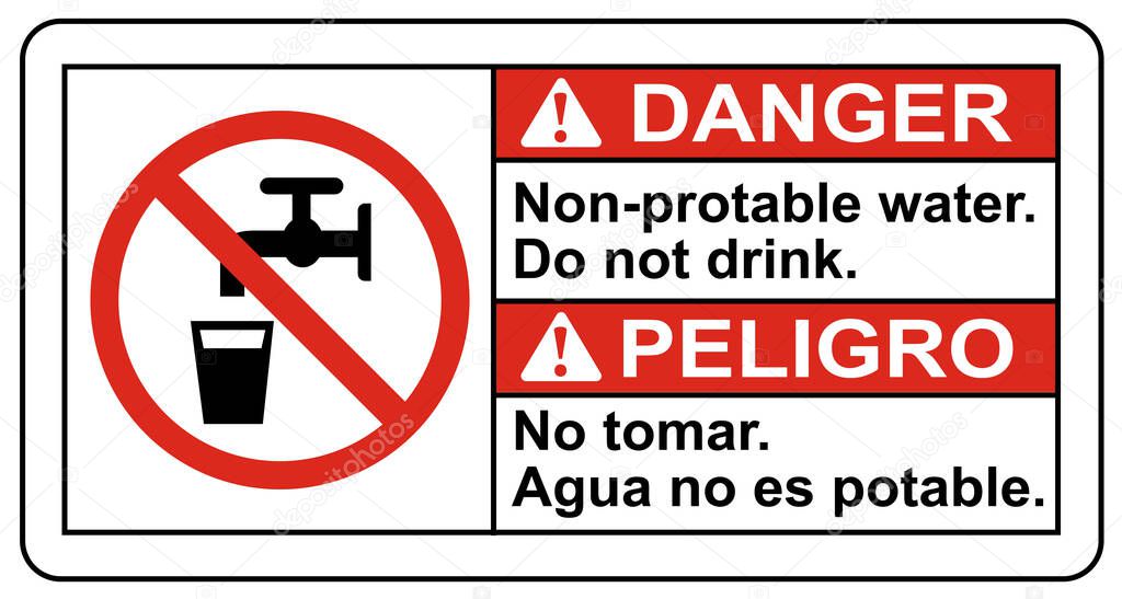 Danger Non-Potable Water Do Not Drink Sign