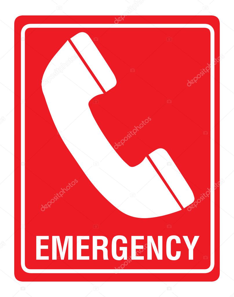 EMERGENCY call 911 fire caution sign