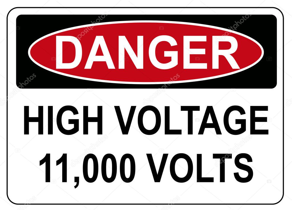 High voltage risk of electric shock danger keep out sign