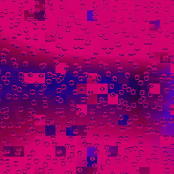 具有几何正方形和交叉形状的霓虹灯紫色粉红抽象图案的水滴效应设计 — 图库照片