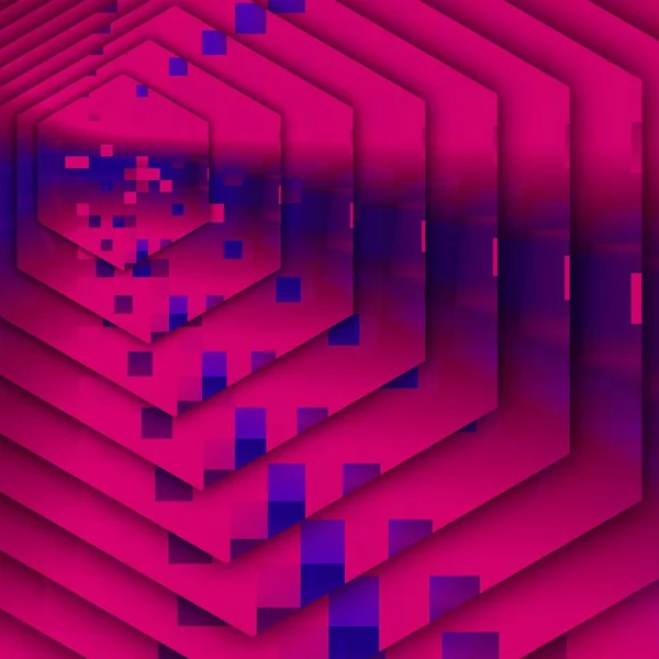 Hexagonales Konzentrisches Design Aus Neonlila Rosa Abstrakten Mustern Mit Geometrischen — Stockfoto