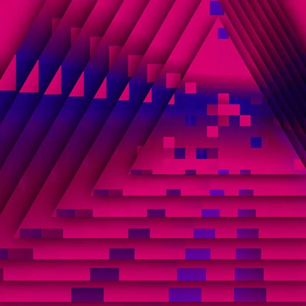 Трикутний Концентричний Дизайн Неонового Фіолетово Рожевого Абстрактного Візерунка Геометричними Квадратними — стокове фото