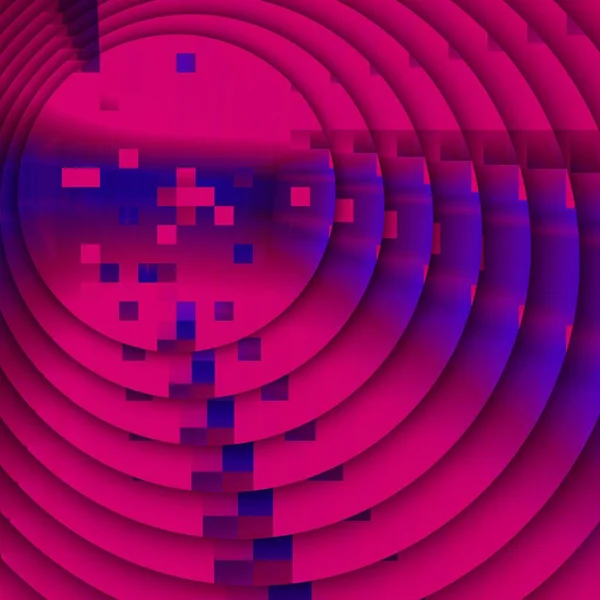 Круглий Концентричний Дизайн Неонового Фіолетово Рожевого Абстрактного Візерунка Геометричними Квадратними — стокове фото