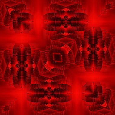 Jet siyah arka planda koyu kırmızı tonlardaki soyut sanat birçok karmaşık desen şekilleri ve tasarımları oluşturur. 