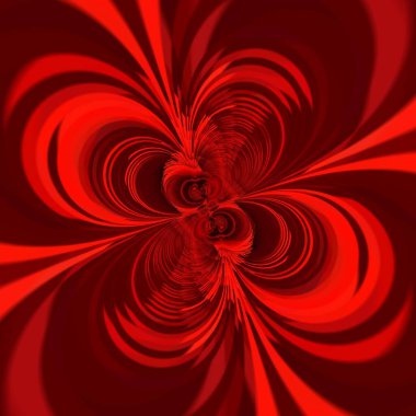 Simsiyah bir zemin üzerinde koyu kırmızı tonlardaki kasırga tarzı soyut sanat çok karmaşık şekiller ve tasarımlar oluşturur. 