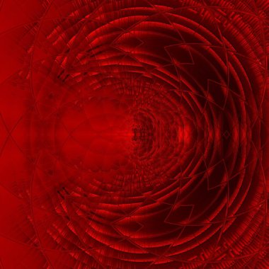 Jet siyah arka planda koyu kırmızı tonlardaki soyut sanat birçok karmaşık desen şekilleri ve tasarımları oluşturur. 