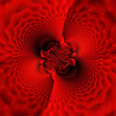 Simsiyah bir zemin üzerinde koyu kırmızı tonlardaki kasırga tarzı soyut sanat çok karmaşık şekiller ve tasarımlar oluşturur. 