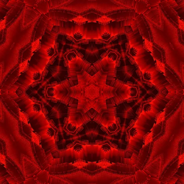 Arte Abstracto Fantasía Floral Hexagonal Tonos Color Rojo Vivo Oscuro — Foto de Stock