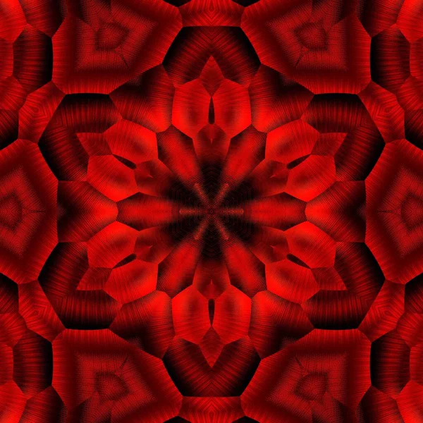 Hexagonal Floral Fantezie Stil Artă Abstractă Din Nuanțe Culoare Roșie — Fotografie, imagine de stoc