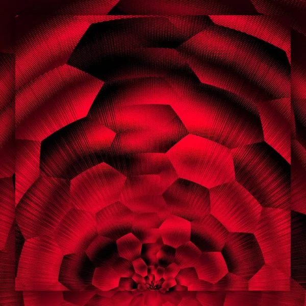 Esagonale Floreale Fantasia Stile Arte Astratta Sfumature Colore Rosso Scuro — Foto Stock