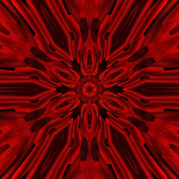 Sześciokątny Kwiatowy Fantasy Styl Abstrakcyjny Sztuka Odcieni Ciemnego Jaskrawego Czerwonego — Zdjęcie stockowe