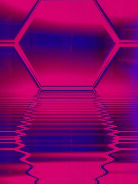 Vivid Neon Pink Purple Hexagonal Mosaic Tile Layers Transformed Many — Stock Photo, Image