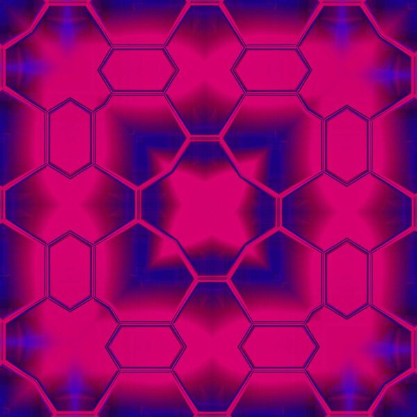 яркий неоново-розовый и фиолетовый с шестиугольными слоями мозаики, а затем трансформируется во многие узоры и конструкции преобразования типа циклона
