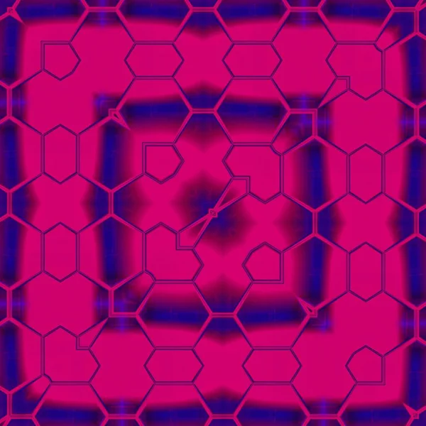 핑크와 보라색으로 육각형의 네온은 클론의 형태로 변형되었습니다 — 스톡 사진