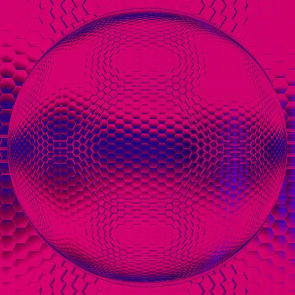 基于六角形马赛克瓷框的霓虹灯紫色粉红复杂抽象形状图案与设计 — 图库照片