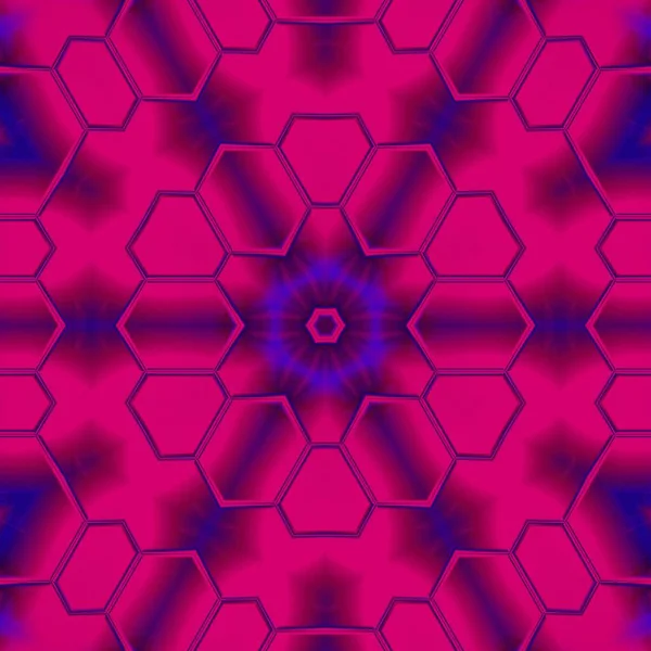 neon pembe karmaşık soyut şekil ve altıgen mozaik çerçeve tasarımı