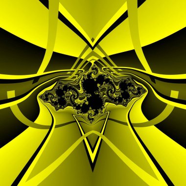 canlı sarı ve siyah güçlü geometrik şekiller Julia fraktal desenler ve tasarımlar