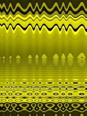 canlı sarı ve siyah güçlü geometrik şekillerin ve tasarımların su yansımalarının dalgalanma etkileri