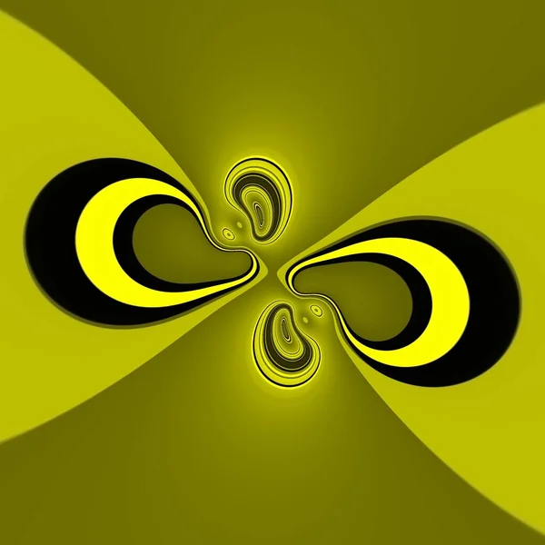 鮮やかな黄色と黒の強い複雑な幾何学的形状パターンとサイクロンスタイルに基づくデザイン — ストック写真