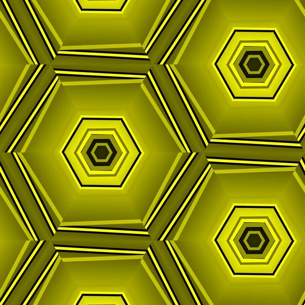 鮮やかな黄色と黒の強い複雑な幾何学的ぼやけた半透明の柔らかい形のパターンと六角形のデザイン — ストック写真