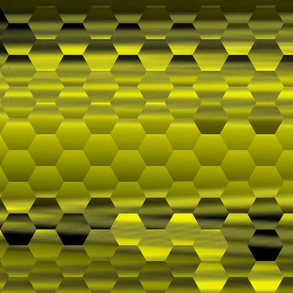 生动的黄色和黑色强烈复杂的几何形状图案和波浪形线六角形迪斯科灯的设计 — 图库照片