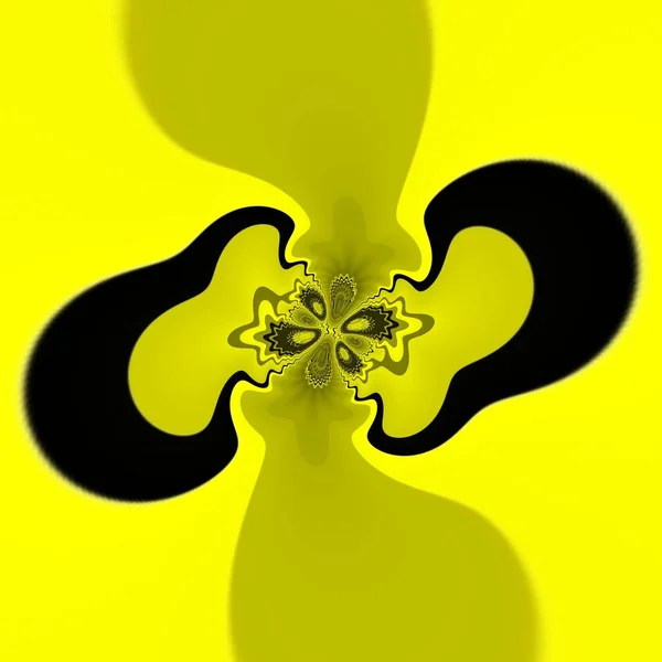 サイクロンスタイル鮮やかな黄色と黒の強い複雑な幾何学的な形状パターンとデザイン — ストック写真