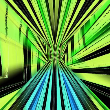 Doğrusal olarak pembe ve morun gölgeleri siyah arkaplanda fütüristik şekilleri yakınlaştırıyor. Yansıma tarafından karmaşık desenlere ve tasarımlara dönüştürülüyor.