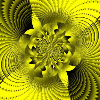 Sarı altın desenli disko ışık desenleri siyah arkaplan üzerinde karışık şekiller ve siklon tipi tasarımlar oluşturur.