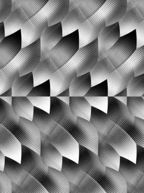 Gri desenli disko ışık desenleri siyah arkaplan üzerinde çok karmaşık şekiller ve tasarımlar oluşturur.