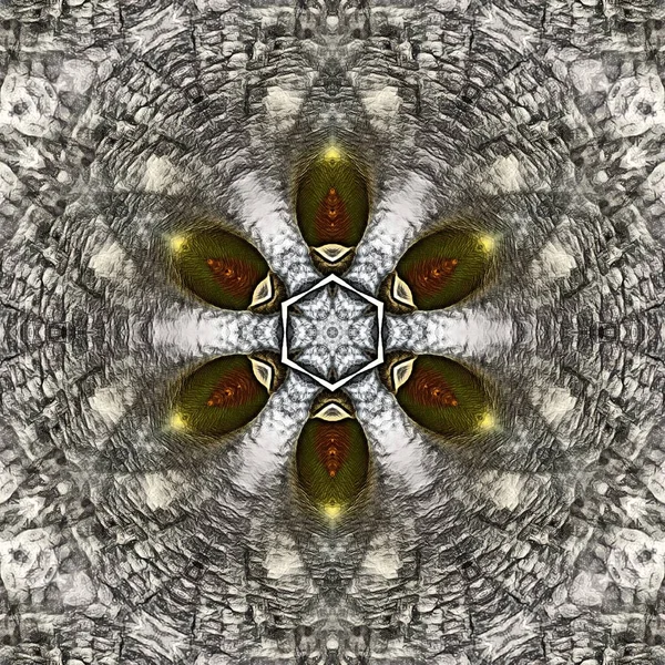 Складні Симетричні Срібні Золоті Квіткові Фантазії Шестикутні Квіткові Фантазійні Візерунки — стокове фото