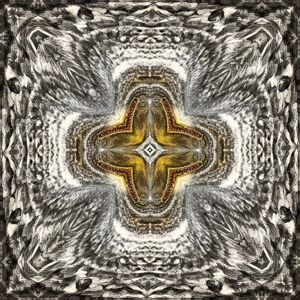 Skomplikowane Symetryczne Srebrne Złote Kwiatowe Wzory Fantazji Wzory Powtarzających Się — Zdjęcie stockowe