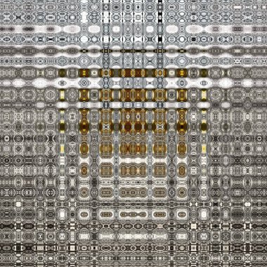 Noktacı nokta stili karmaşık simetrik gümüş ve altın çiçekli fantezi desenleri ve kare biçiminde tek bir zambak çiçeğinin tekrarlanmasını engelleyen tasarımlar