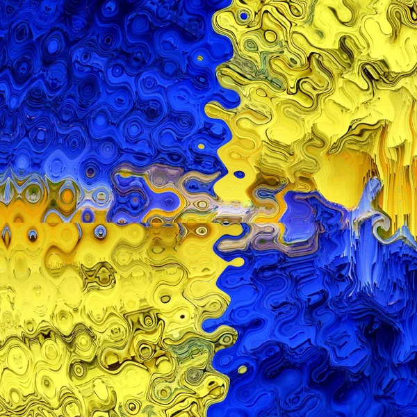 马蒂斯激发了蓝纸的几何形状和图案 黄色代表收获时的玉米地 蓝天万里无云 设计为波纹效果风格 — 图库照片