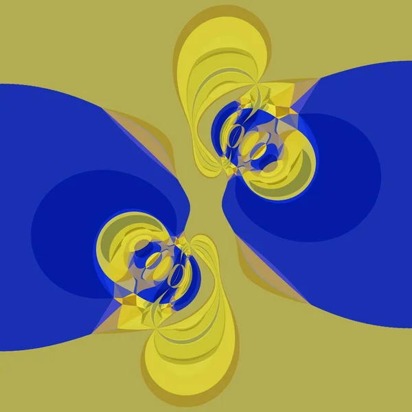 Матисс Вдохновил Голубую Бумагу Геометрических Форм Узоров Желтым Представляющих Поля — стоковое фото