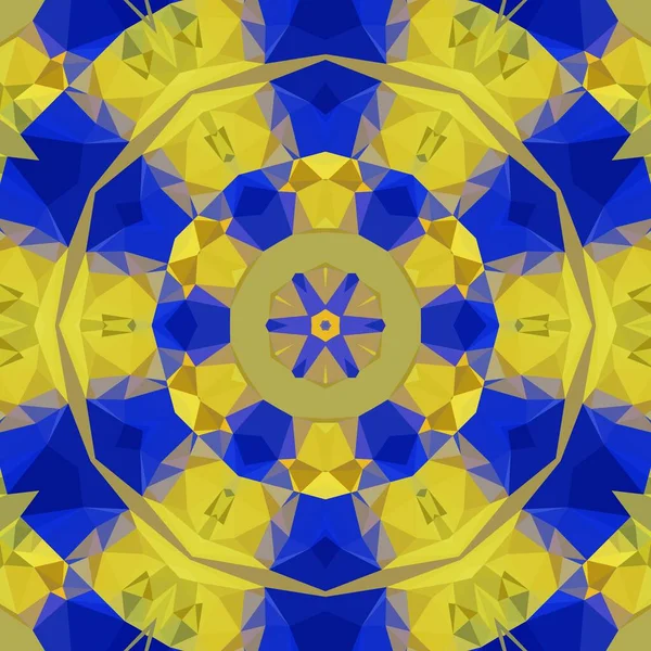 Matisse inspired blue paper geometric shapes and patterns with yellow representing the fields of corn at harvest with cloudless blue skies hexagonal floral fantasy radial design