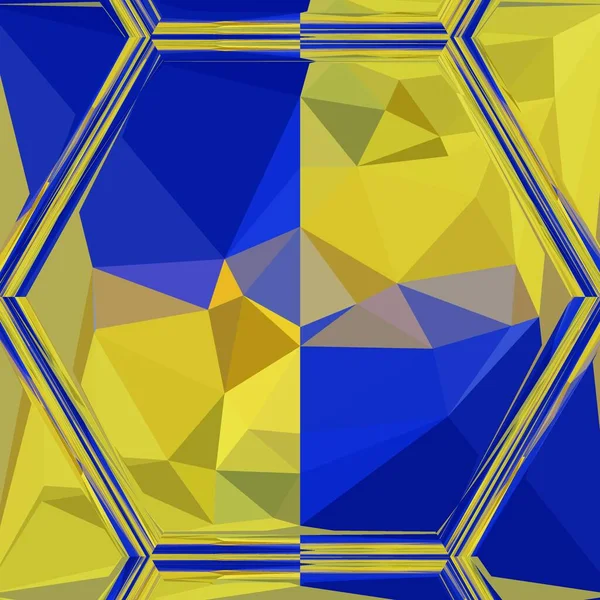 马蒂斯启发了蓝纸几何形状和图案 黄色代表收获时的玉米地 蓝天万里无云 设计为三角立体派风格还原现代艺术 — 图库照片