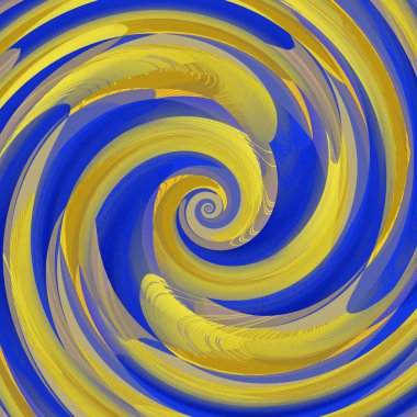 Matisse mavi kağıt geometrik şekiller ve desenlere ilham verdi ve sarı desenler hasat zamanı mısır tarlalarını temsil ediyor. Bulutsuz mavi gökyüzü ve kasırga stili tasarım.