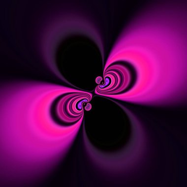 Siyah zemin üzerinde doğrusal çizgili pembe ve morun tonları. Su görüntüsüne yansıyan kırmızı güneş, karmaşık siklon tarzı desenlere ve tasarımlara dönüşür.