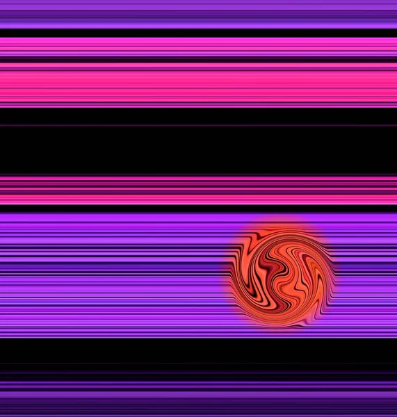 Sfumature Rosa Viola Strisce Lineari Sfondo Nero Con Sole Rosso — Foto Stock