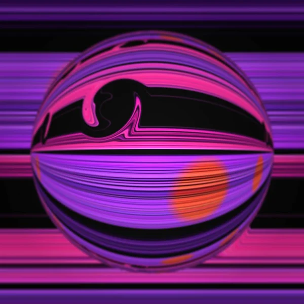 黒を基調とした線状のストライプ状のピンクと紫の色合い 反射によって水像に反射された赤い太陽が複雑なサイクロンスタイルのパターンとデザインに変身します — ストック写真