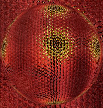 Ayçiçeği tasarımı parlak turuncu dokulu bir duvara karşı çok sayıda şekil ve altıgen mozaik çiçek desenleri kare biçiminde.