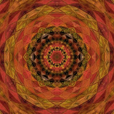 Parlak turuncu dokulu bir duvara karşı biçimlendirilmiş ayçiçeği tasarımı kare biçiminde birçok şekil ve çiçek fantazisi desenleri