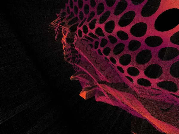 Перфорована Металева Пластина Вівівідним Рожевим Світлом Робить Мінімалістичні Візерунки Формою — стокове фото
